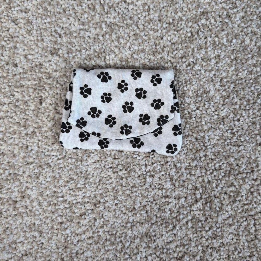 Pocket Wallet Credit Card White Paw Print Polka Dot Small‎ Purse Black White